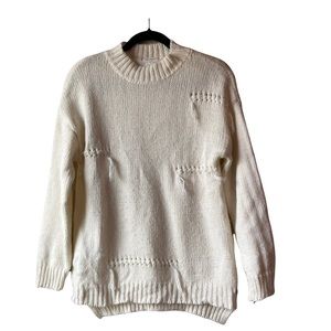 Zara Knitwear Fancy Collection Distressed Boho Sweater Off White Juniors 13-14